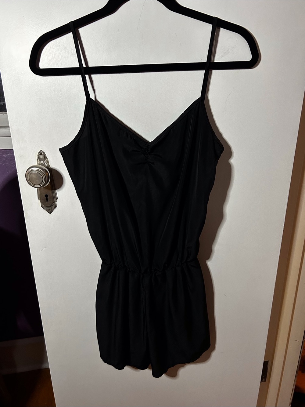 American Apparel Black Sleeveless Romper with Spaghetti Straps
